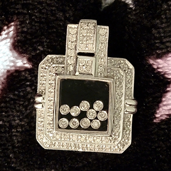 Diamond and Sterling Silver Floating Stone Pendant - Picture 2 of 8